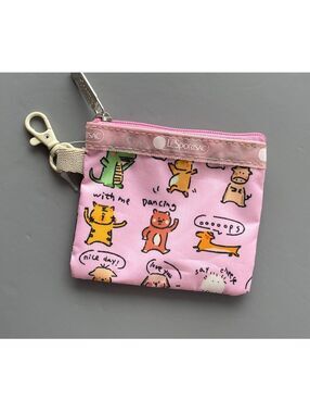 LeSportsac x Sheep Iris Pink Coin Purse Keychain Pouch NWOT
